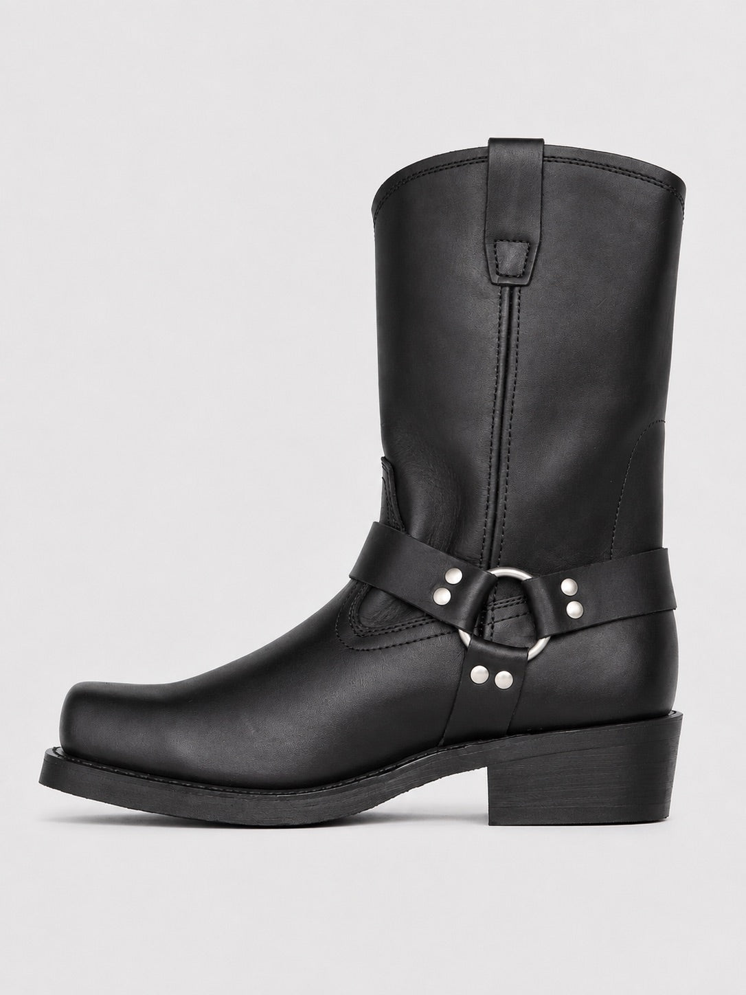 Men’s Mid Calf Cowboy Boots Leather Slip-On Western Boots Autumn Winter Shoes for Casual and Everyday Wear