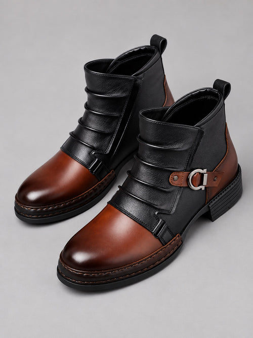 Men’s Ankle Boots Zip-Up Warm Autumn Winter Motorcycle Boots for Casual and Everyday Wear
