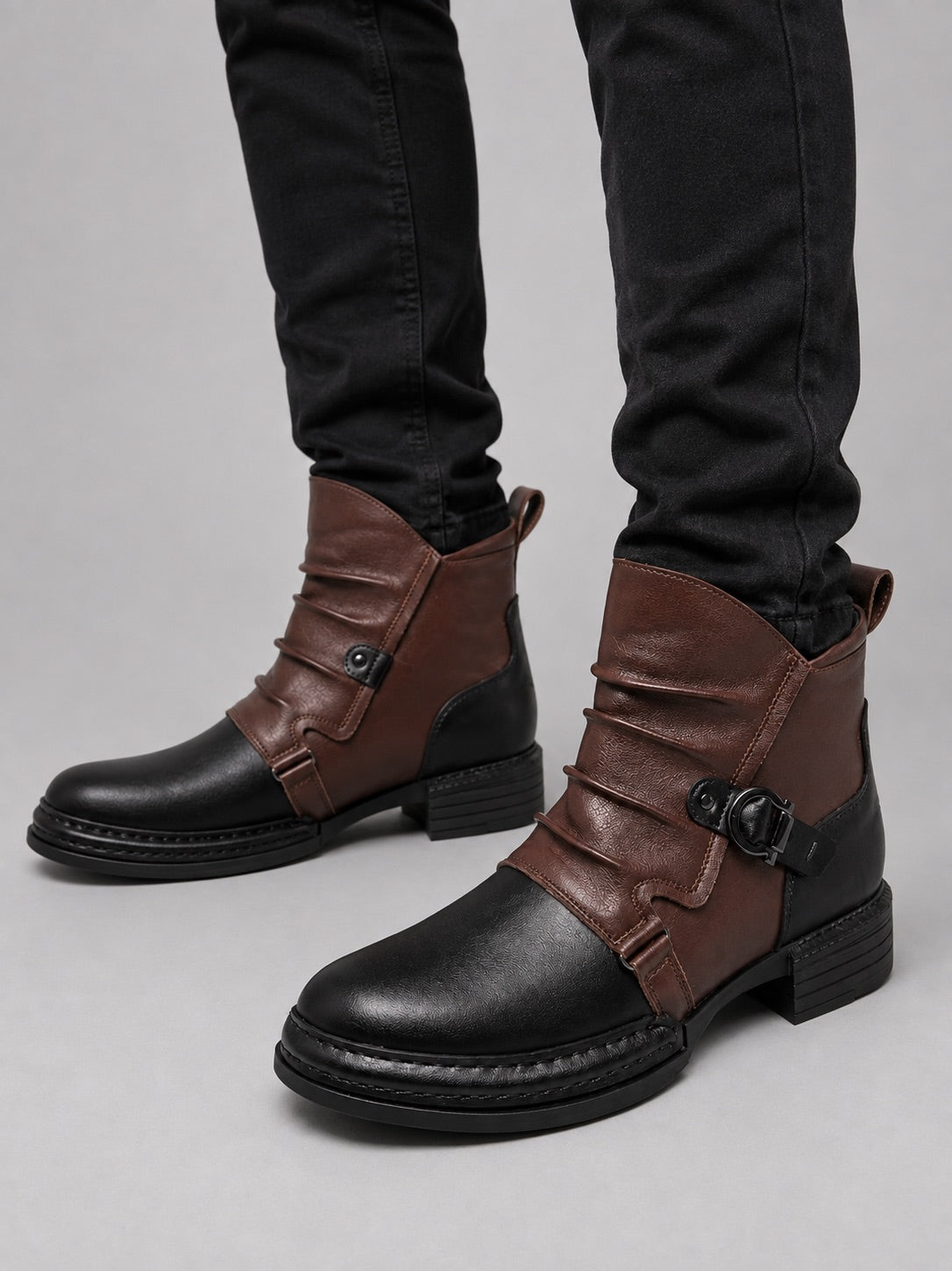 Men’s Ankle Boots Zip-Up Warm Autumn Winter Motorcycle Boots for Casual and Everyday Wear