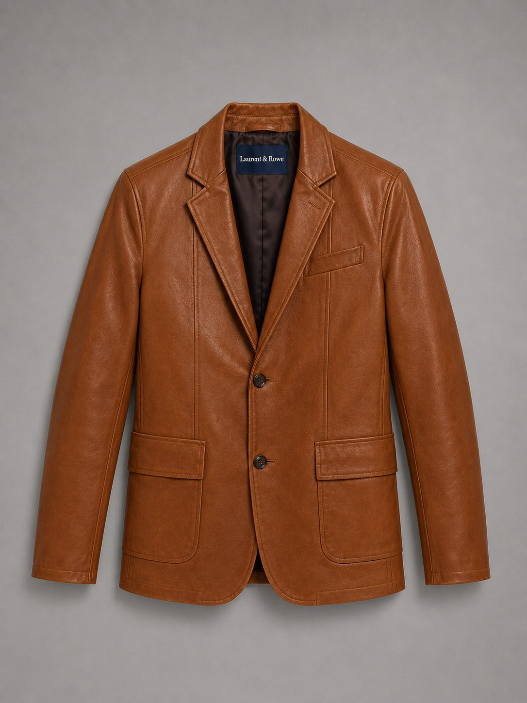 Men’s Leather Blazer Jacket Slim Fit Lapel Autumn Winter Business Casual Coat for Office and Evening Wear