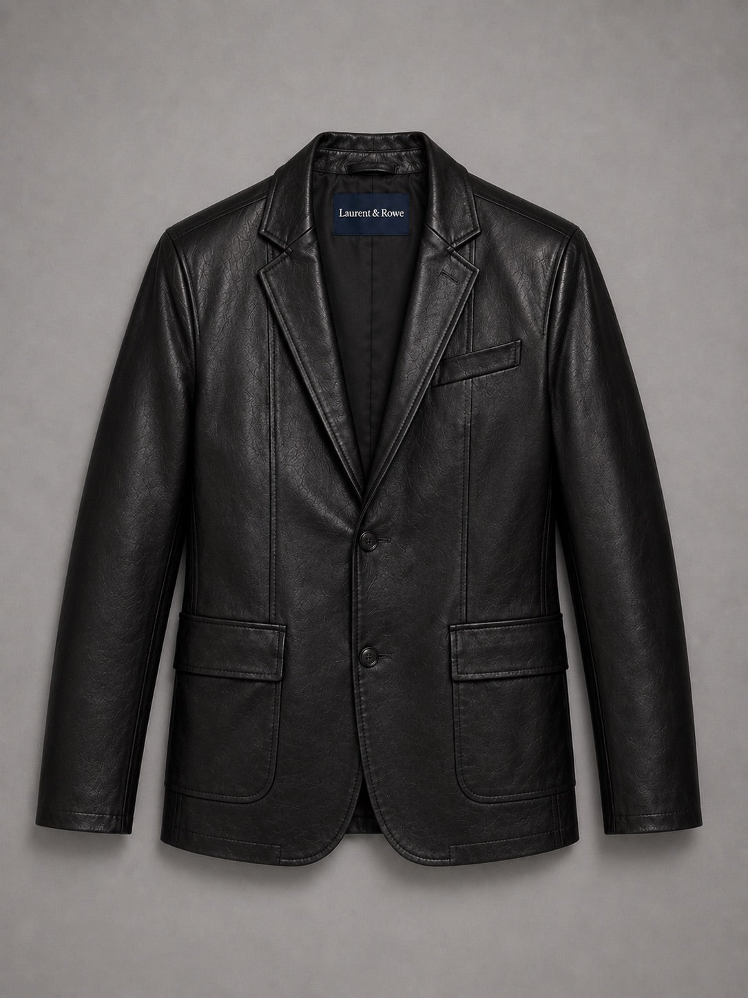 Men’s Leather Blazer Jacket Slim Fit Lapel Autumn Winter Business Casual Coat for Office and Evening Wear