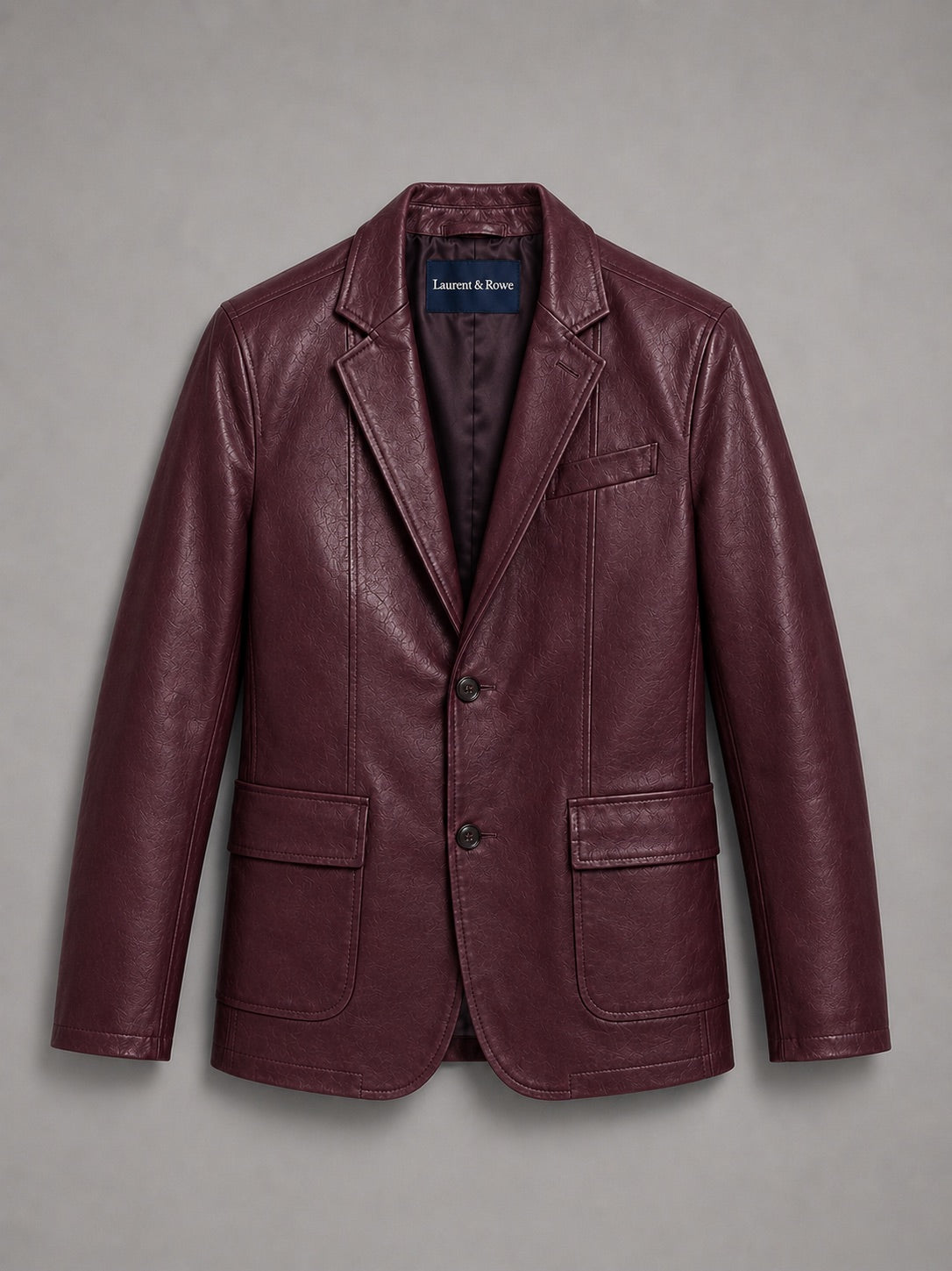 Men’s Leather Blazer Jacket Slim Fit Lapel Autumn Winter Business Casual Coat for Office and Evening Wear