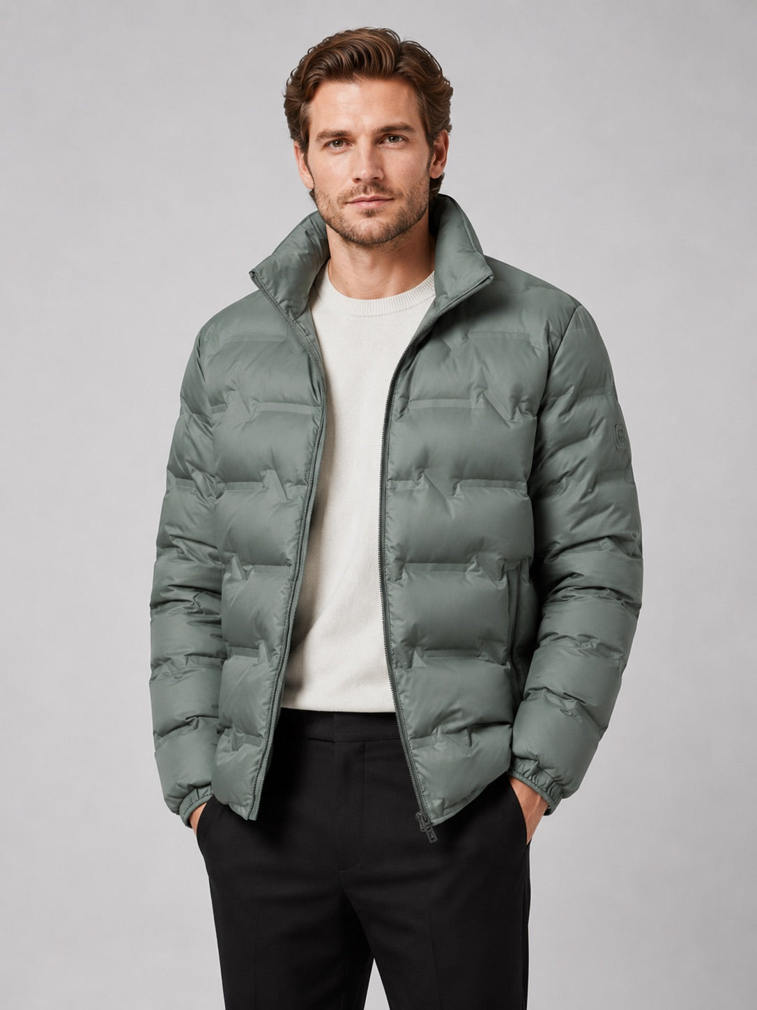 Men’s Puffer Jacket White Duck Down Thick Warm Stand Collar Winter Coat for Outdoor and Everyday Wear