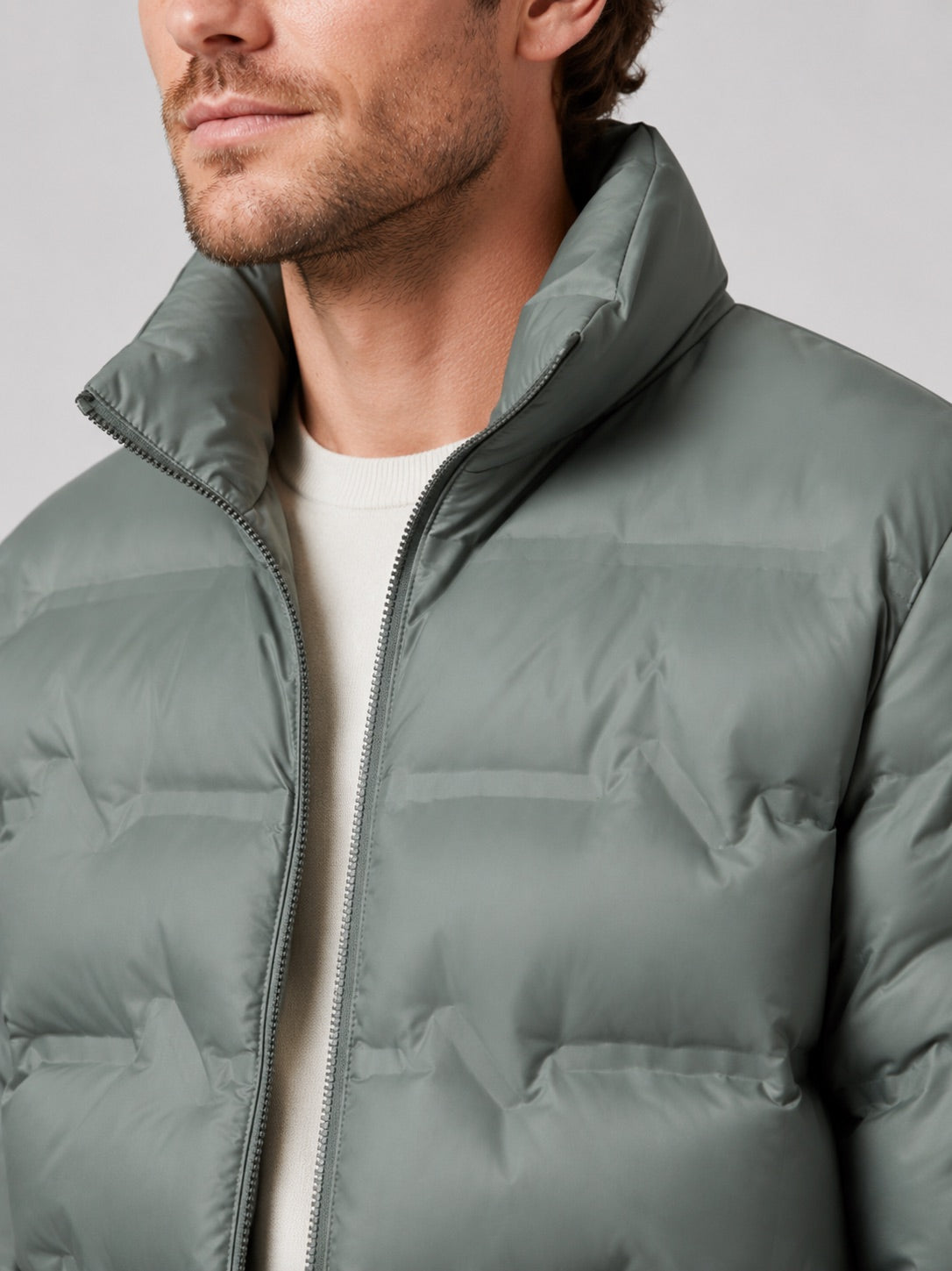 Men’s Puffer Jacket White Duck Down Thick Warm Stand Collar Winter Coat for Outdoor and Everyday Wear