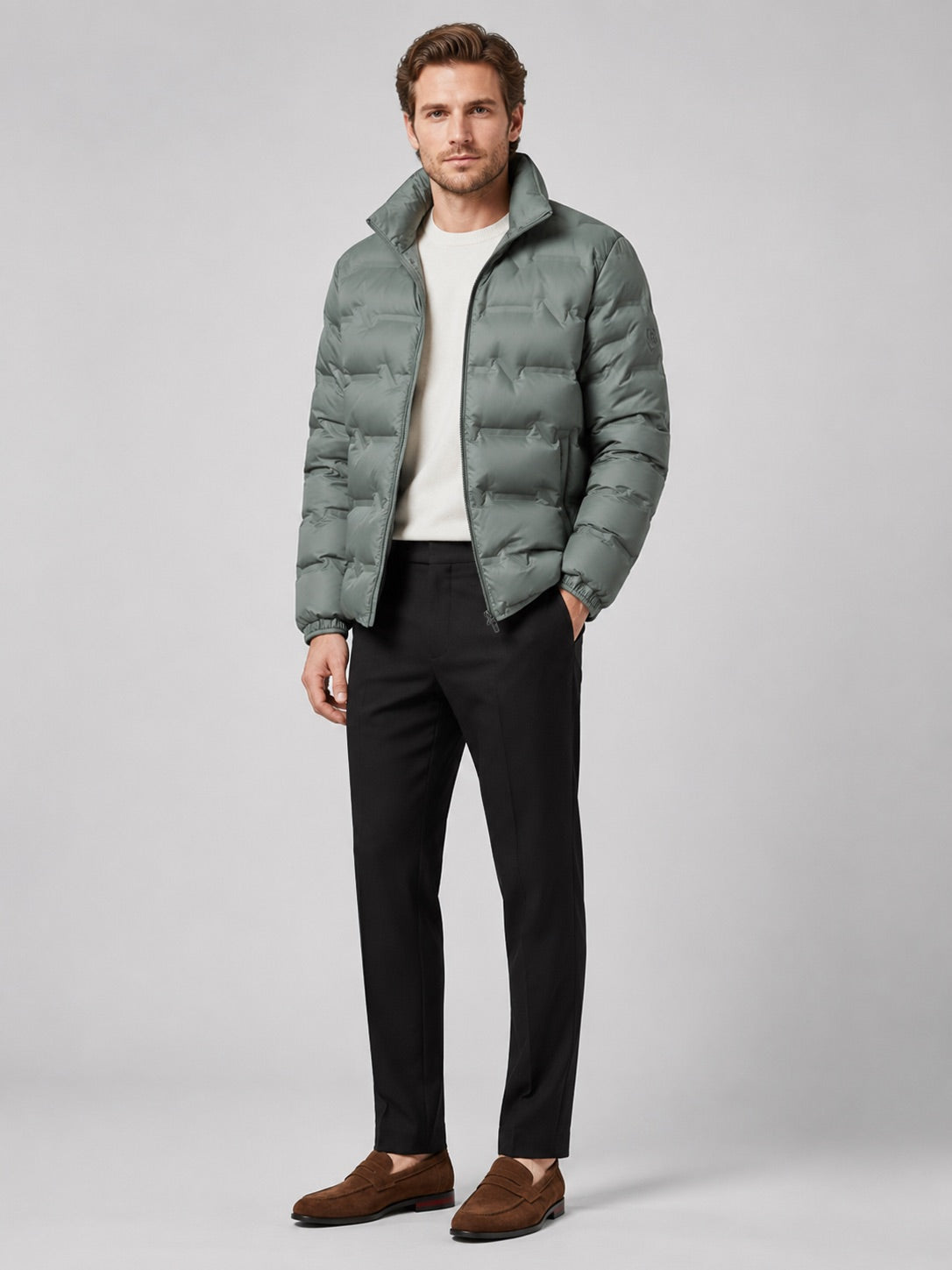Men’s Puffer Jacket White Duck Down Thick Warm Stand Collar Winter Coat for Outdoor and Everyday Wear