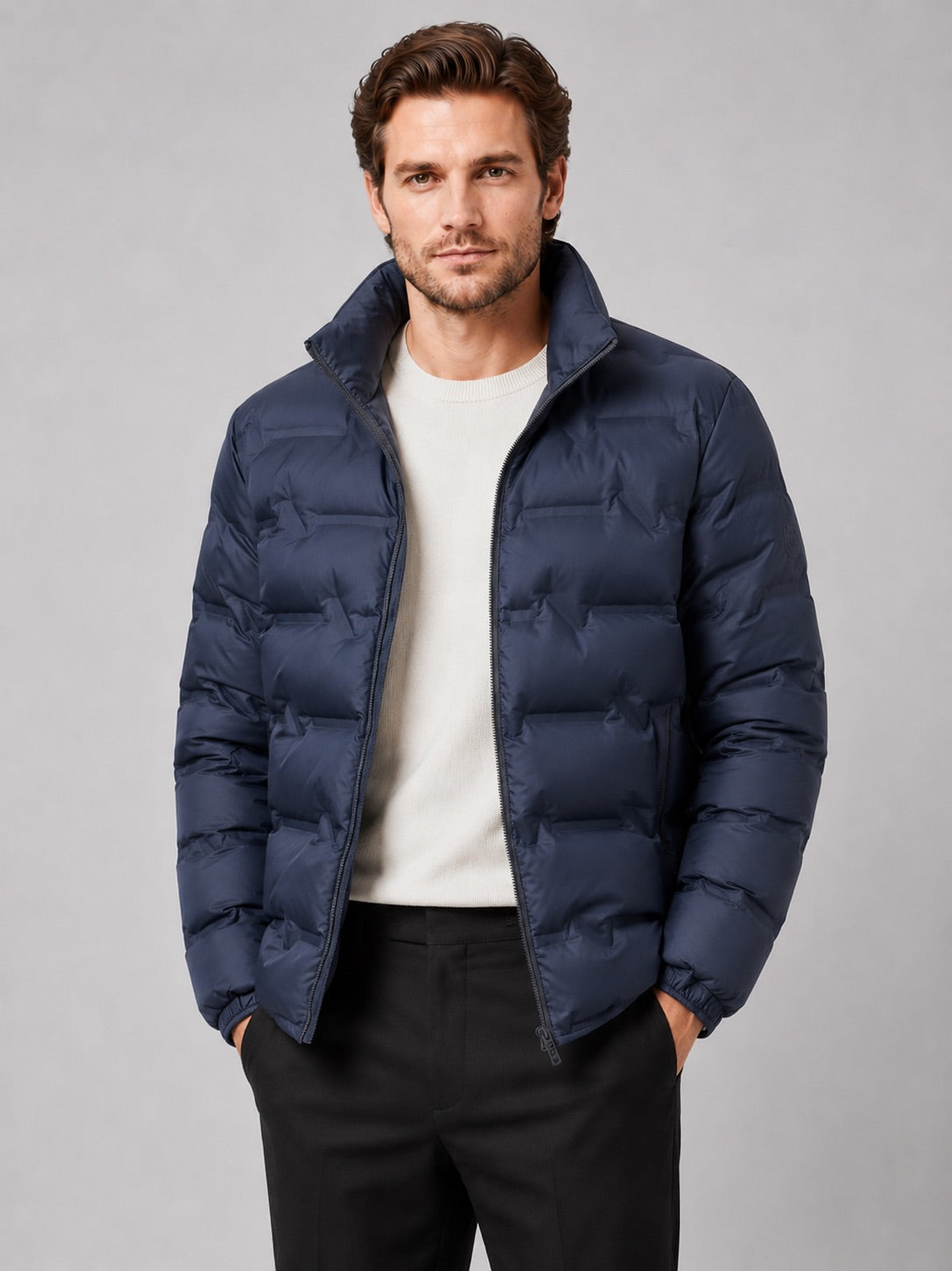 Men’s Puffer Jacket White Duck Down Thick Warm Stand Collar Winter Coat for Outdoor and Everyday Wear