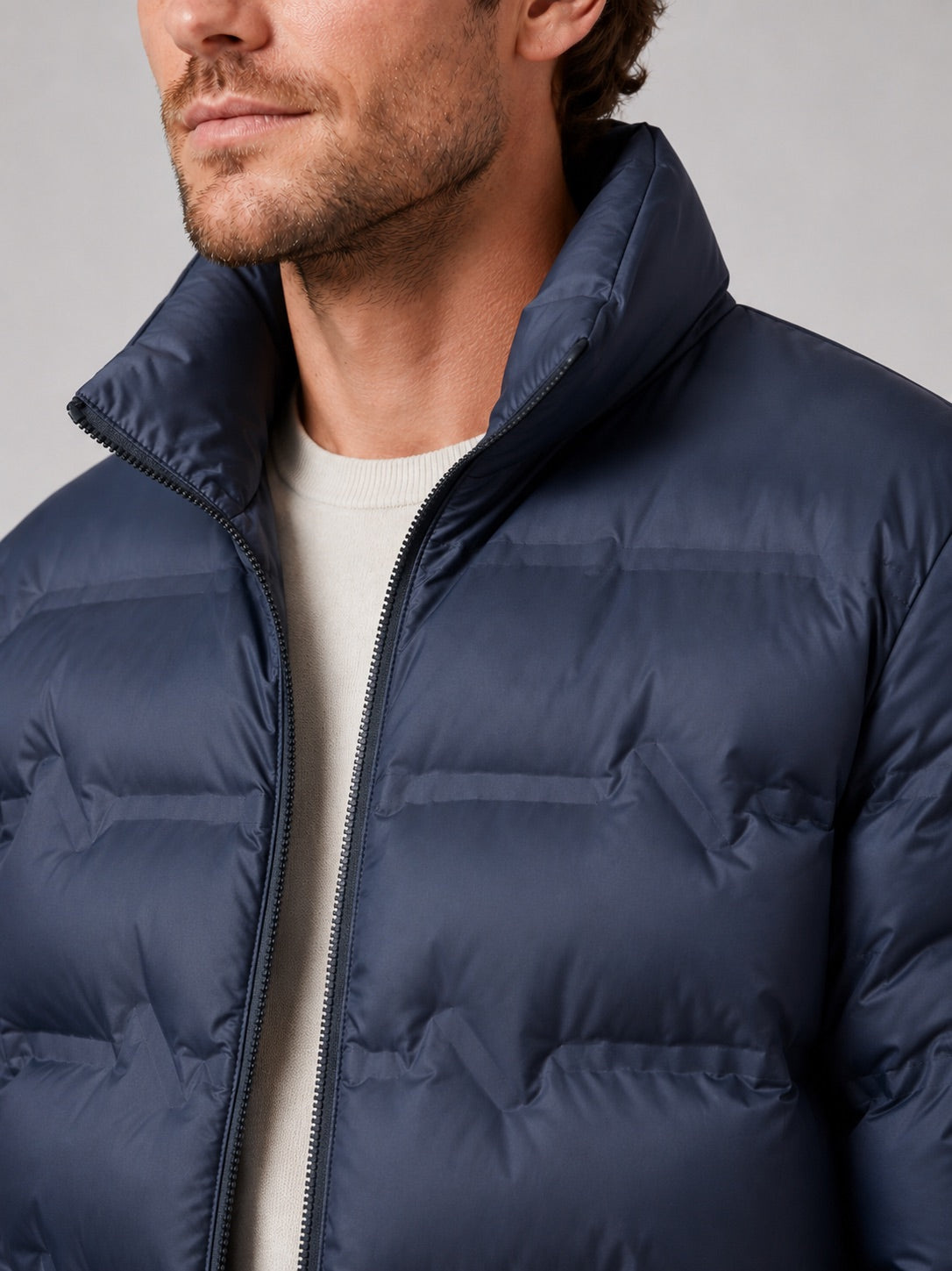 Men’s Puffer Jacket White Duck Down Thick Warm Stand Collar Winter Coat for Outdoor and Everyday Wear