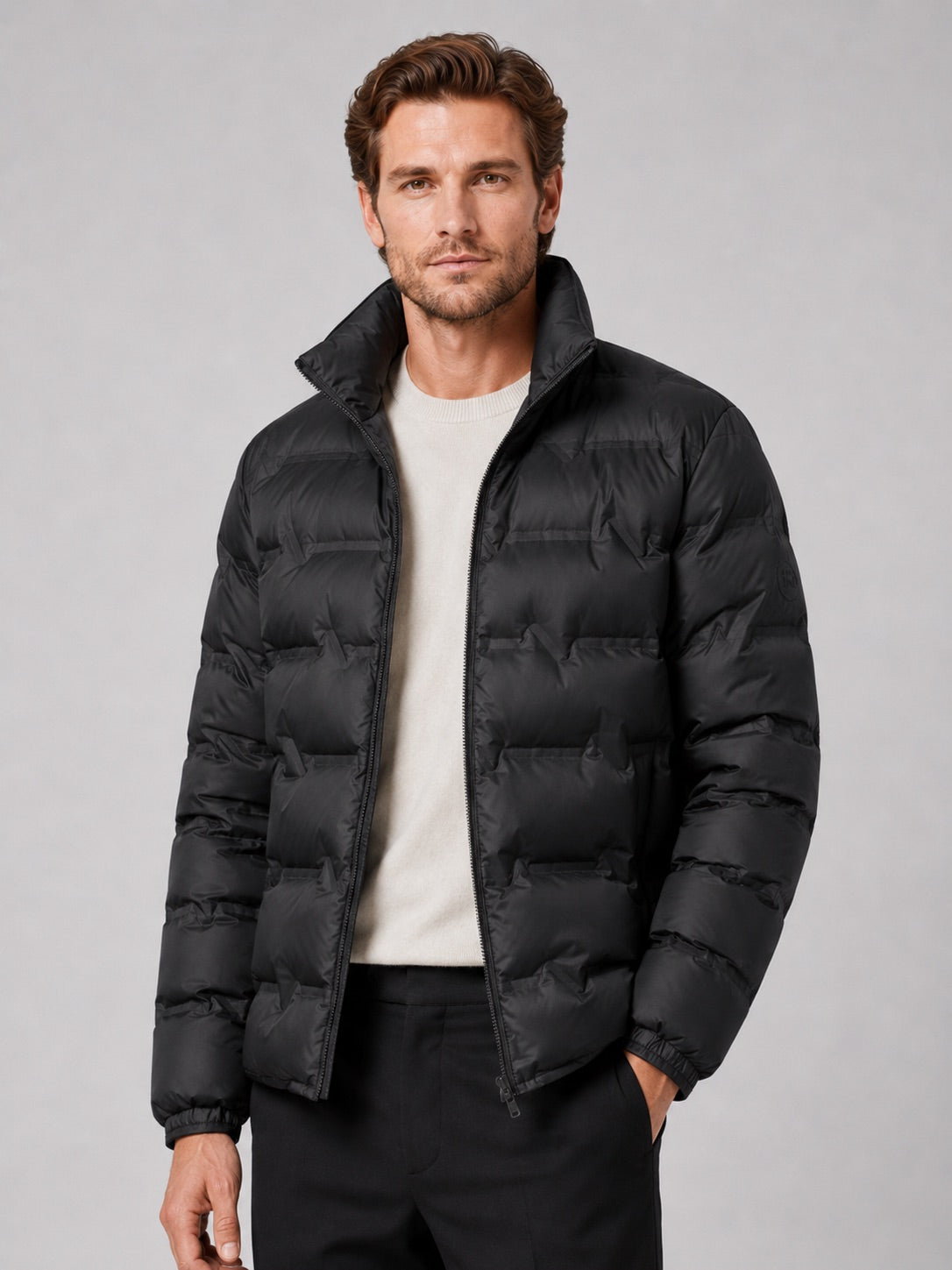 Men’s Puffer Jacket White Duck Down Thick Warm Stand Collar Winter Coat for Outdoor and Everyday Wear