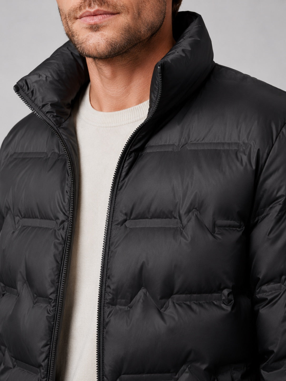 Men’s Puffer Jacket White Duck Down Thick Warm Stand Collar Winter Coat for Outdoor and Everyday Wear