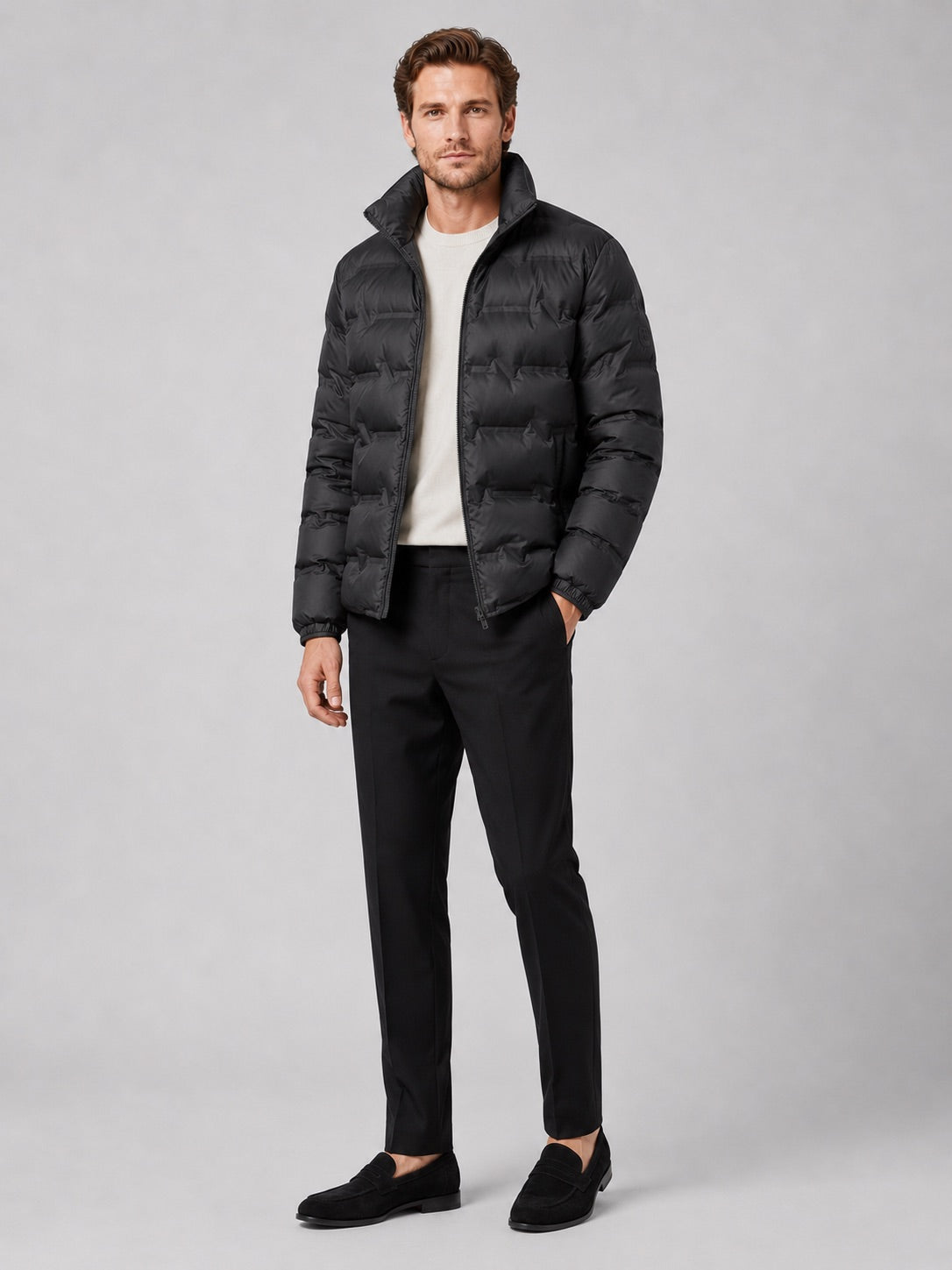 Men’s Puffer Jacket White Duck Down Thick Warm Stand Collar Winter Coat for Outdoor and Everyday Wear