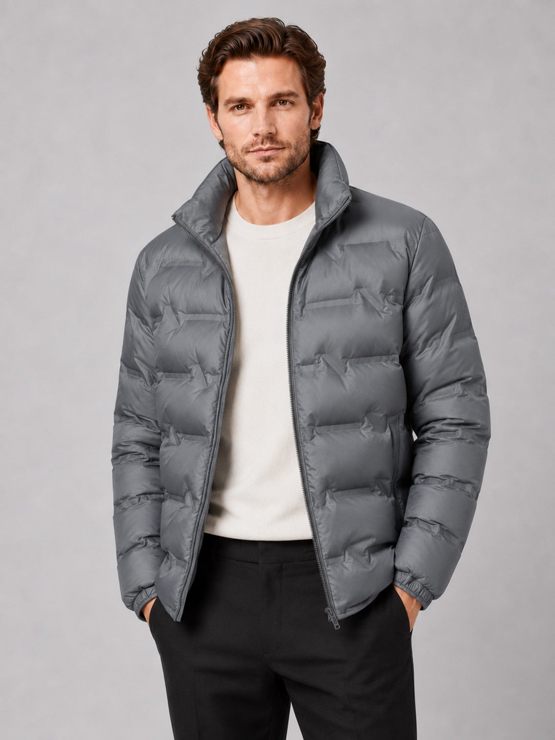 Men’s Puffer Jacket White Duck Down Thick Warm Stand Collar Winter Coat for Outdoor and Everyday Wear