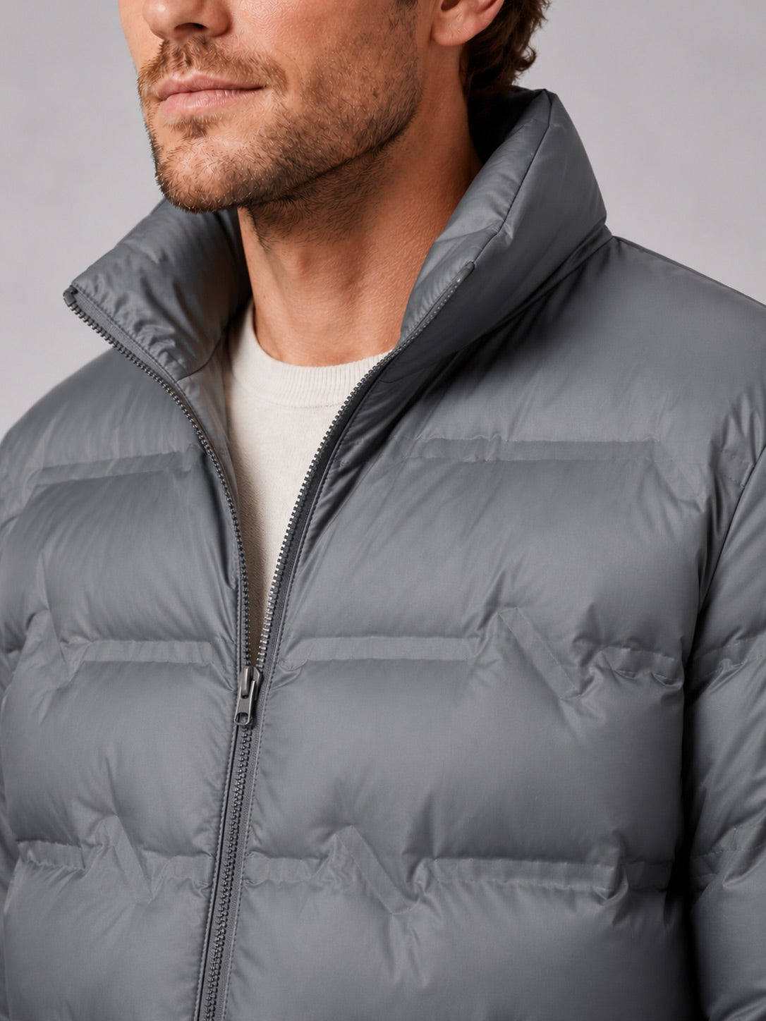Men’s Puffer Jacket White Duck Down Thick Warm Stand Collar Winter Coat for Outdoor and Everyday Wear