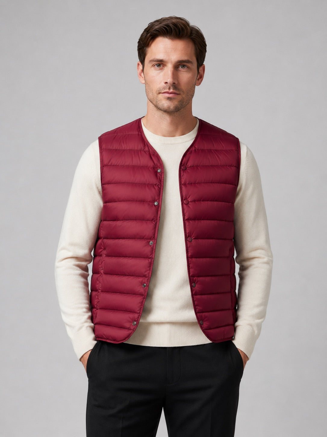 Men’s Down Gilet Windproof Waterproof Lightweight Warm Button Winter Puffer Gilet for Outdoor and Everyday Wear