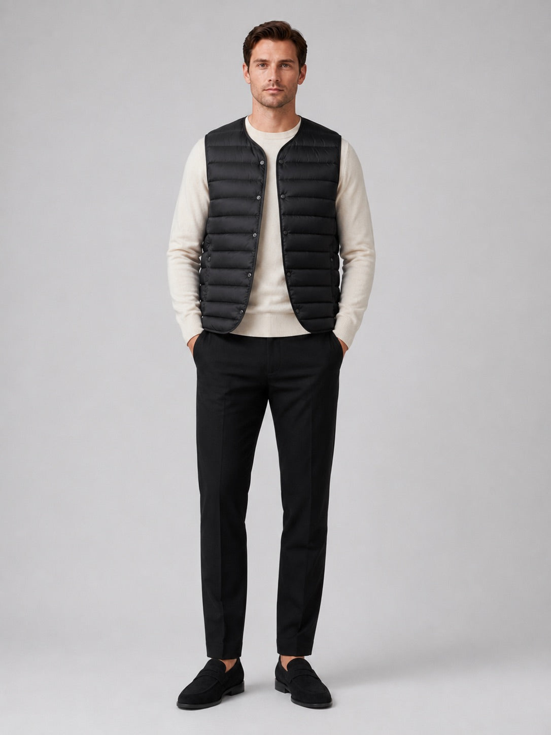 Men’s Down Gilet Windproof Waterproof Lightweight Warm Button Winter Puffer Gilet for Outdoor and Everyday Wear