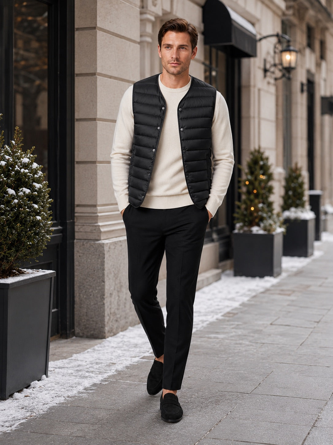 Men’s Down Gilet Windproof Waterproof Lightweight Warm Button Winter Puffer Gilet for Outdoor and Everyday Wear