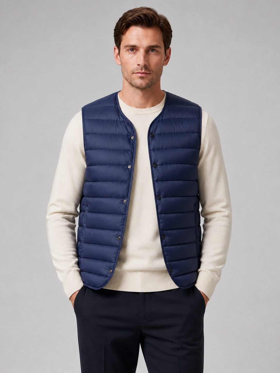 Men’s Down Gilet Windproof Waterproof Lightweight Warm Button Winter Puffer Gilet for Outdoor and Everyday Wear