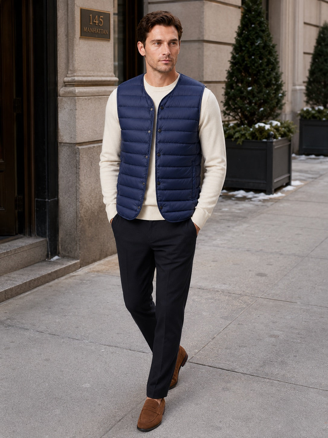 Men’s Down Gilet Windproof Waterproof Lightweight Warm Button Winter Puffer Gilet for Outdoor and Everyday Wear