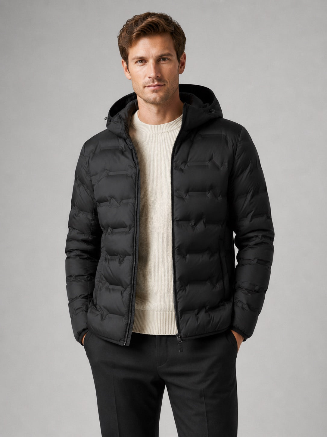 Men’s Duck Down Hooded Puffer Jacket Lightweight Warm Winter Autumn Jacket for Travel and Everyday Wear