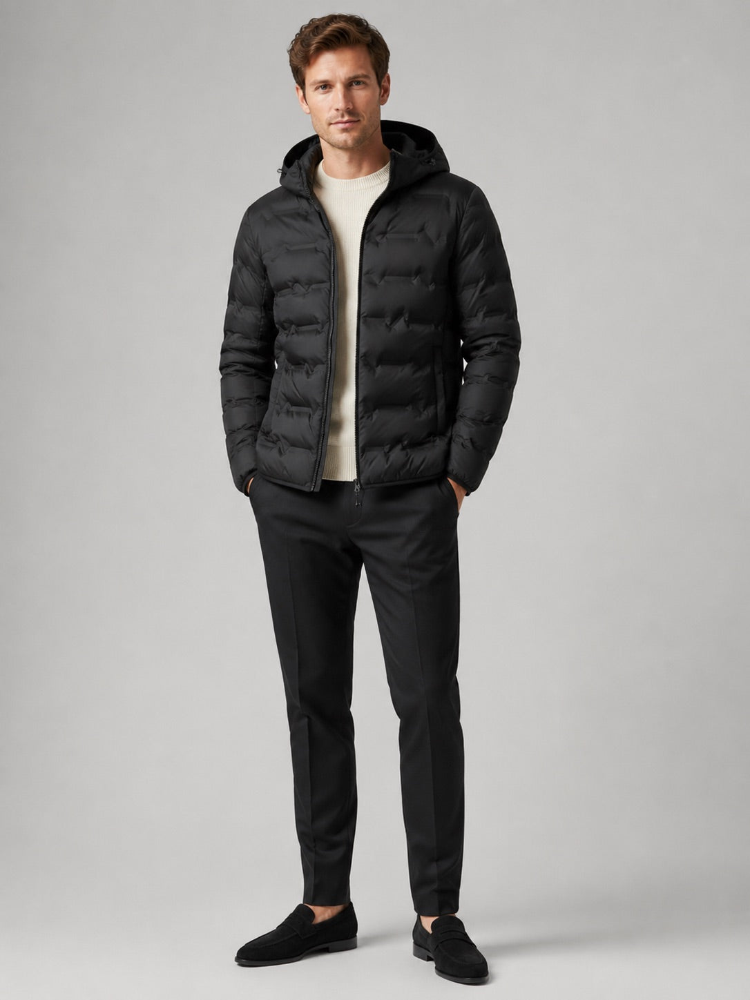Men’s Duck Down Hooded Puffer Jacket Lightweight Warm Winter Autumn Jacket for Travel and Everyday Wear