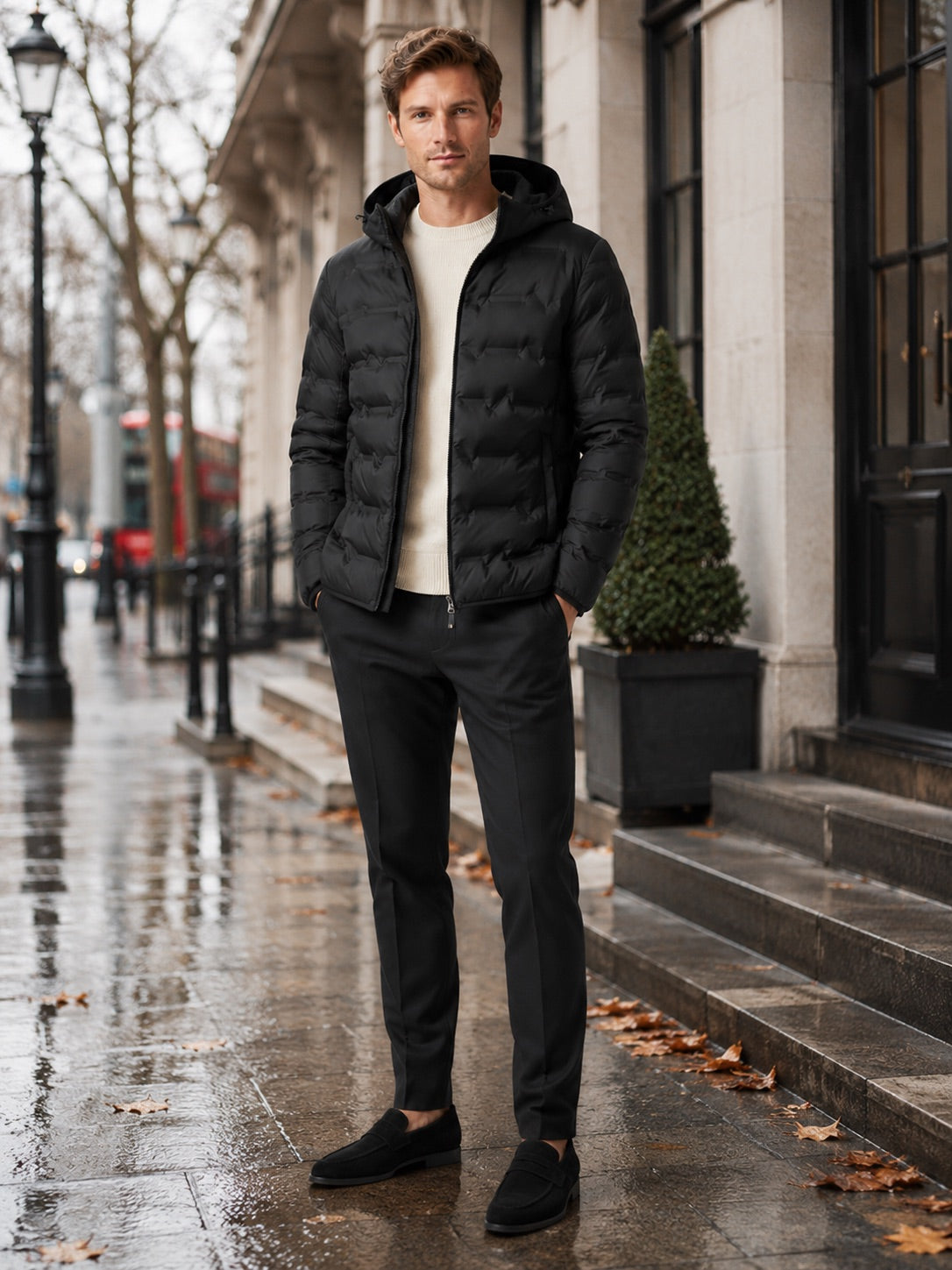 Men’s Duck Down Hooded Puffer Jacket Lightweight Warm Winter Autumn Jacket for Travel and Everyday Wear