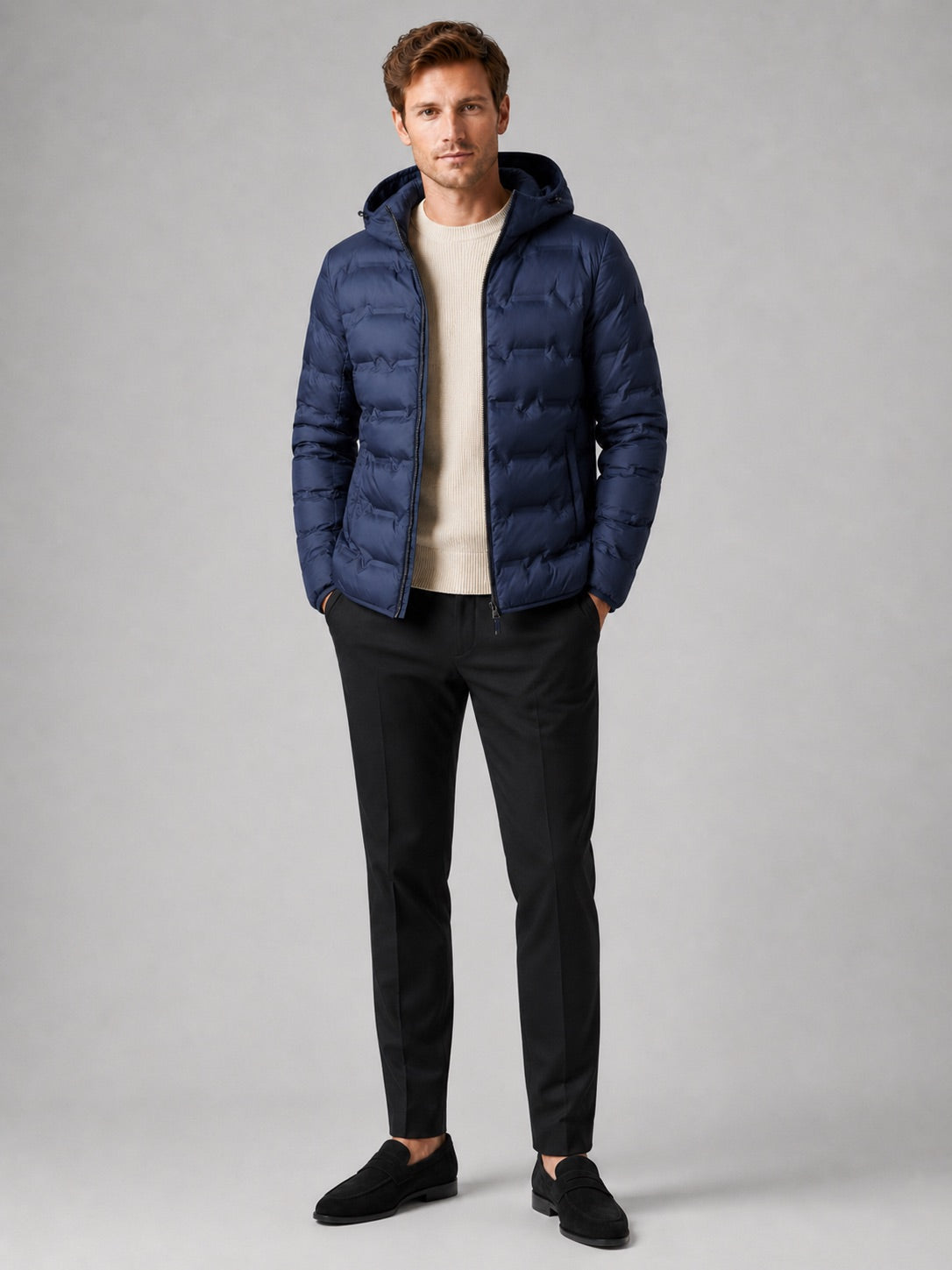 Men’s Duck Down Hooded Puffer Jacket Lightweight Warm Winter Autumn Jacket for Travel and Everyday Wear