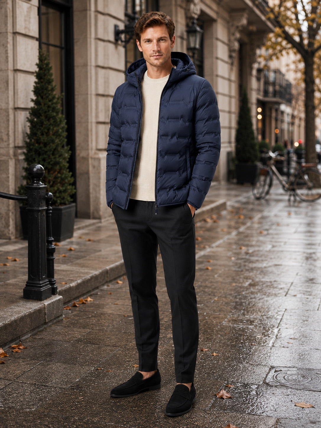 Men’s Duck Down Hooded Puffer Jacket Lightweight Warm Winter Autumn Jacket for Travel and Everyday Wear