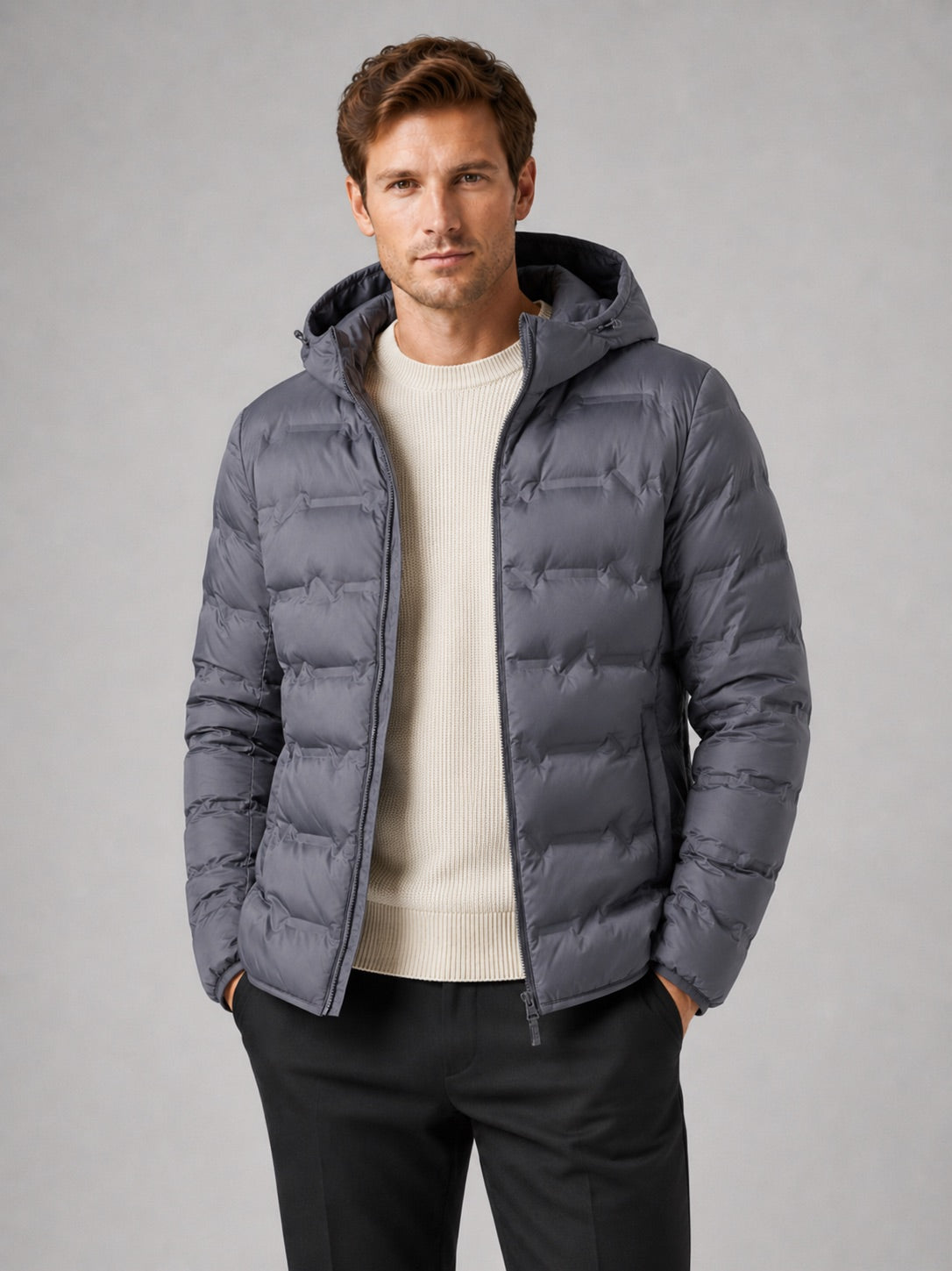 Men’s Duck Down Hooded Puffer Jacket Lightweight Warm Winter Autumn Jacket for Travel and Everyday Wear