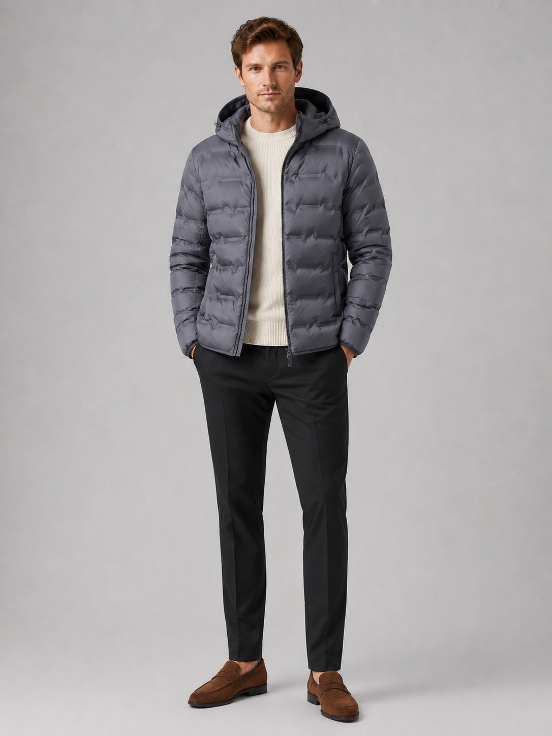 Men’s Duck Down Hooded Puffer Jacket Lightweight Warm Winter Autumn Jacket for Travel and Everyday Wear