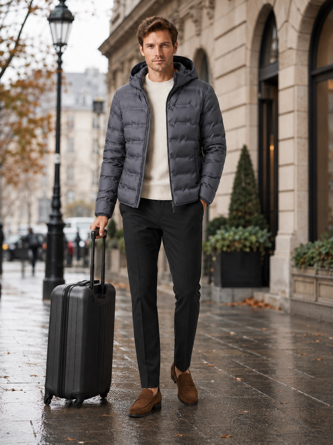 Men’s Duck Down Hooded Puffer Jacket Lightweight Warm Winter Autumn Jacket for Travel and Everyday Wear