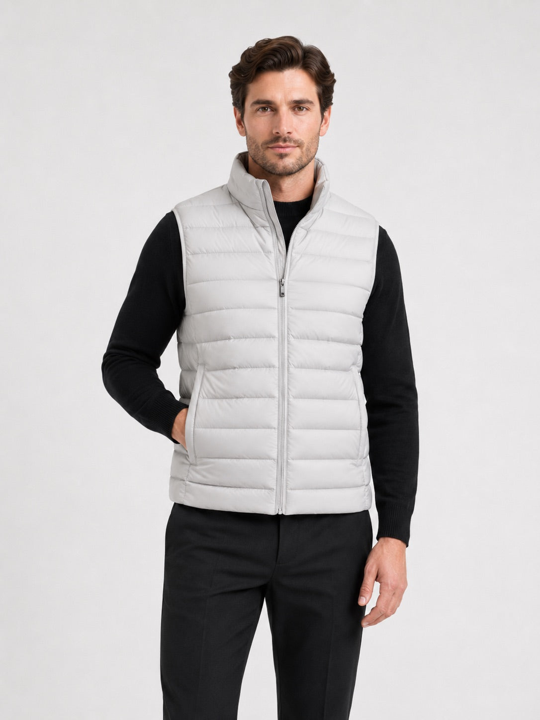 Men’s Down Gilet Thick Warm Zip-Up Windproof Waterproof Winter Puffer Gilet for Outdoor and Everyday Wear