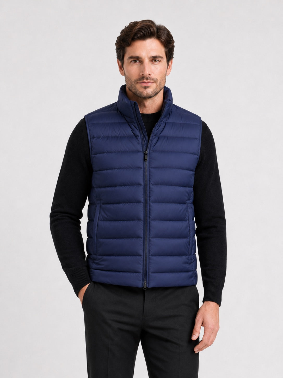 Men’s Down Gilet Thick Warm Zip-Up Windproof Waterproof Winter Puffer Gilet for Outdoor and Everyday Wear