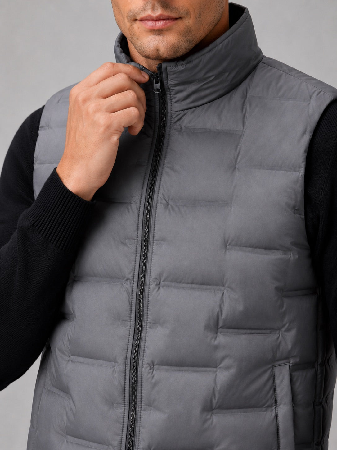 Men’s White Duck Down Gilet Stand Collar Windproof Waterproof Lightweight Winter Autumn Puffer Gilet for Everyday Wear