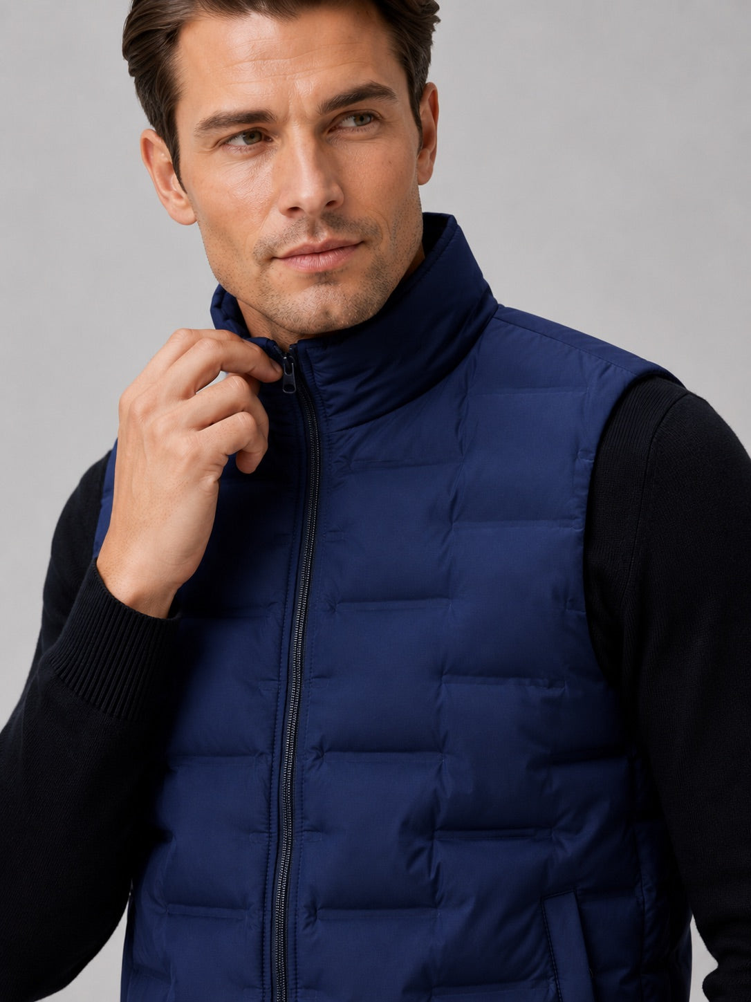 Men’s White Duck Down Gilet Stand Collar Windproof Waterproof Lightweight Winter Autumn Puffer Gilet for Everyday Wear