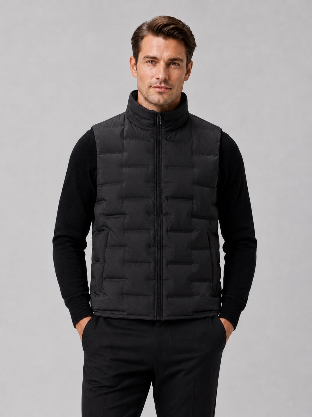 Men’s White Duck Down Gilet Stand Collar Windproof Waterproof Lightweight Winter Autumn Puffer Gilet for Everyday Wear