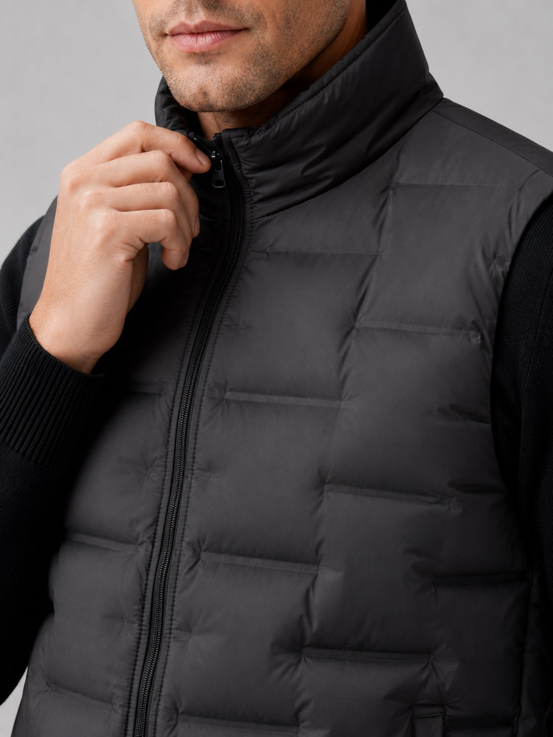 Men’s White Duck Down Gilet Stand Collar Windproof Waterproof Lightweight Winter Autumn Puffer Gilet for Everyday Wear