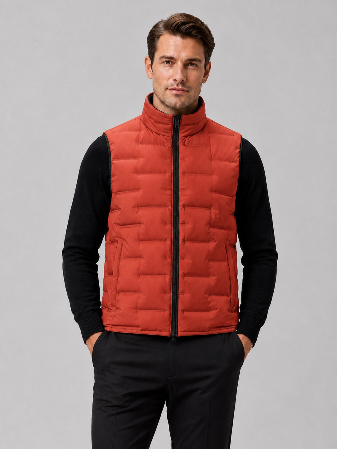 Men’s White Duck Down Gilet Stand Collar Windproof Waterproof Lightweight Winter Autumn Puffer Gilet for Everyday Wear