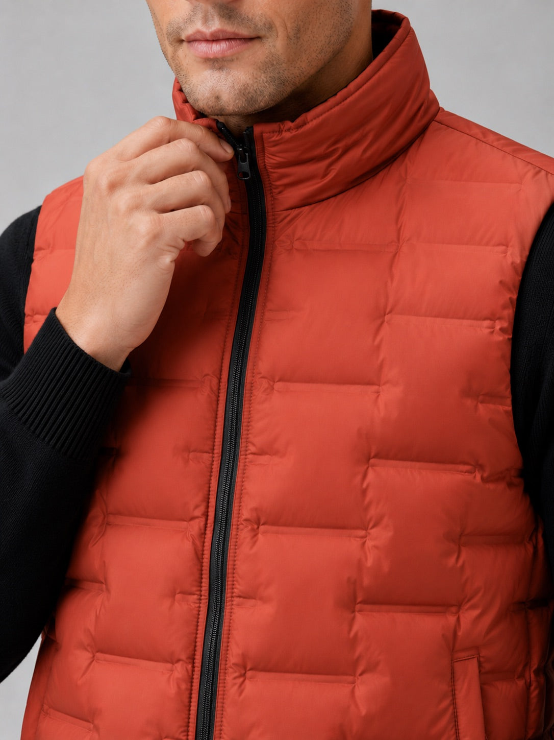 Men’s White Duck Down Gilet Stand Collar Windproof Waterproof Lightweight Winter Autumn Puffer Gilet for Everyday Wear