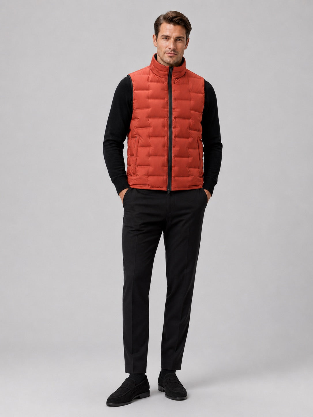Men’s White Duck Down Gilet Stand Collar Windproof Waterproof Lightweight Winter Autumn Puffer Gilet for Everyday Wear