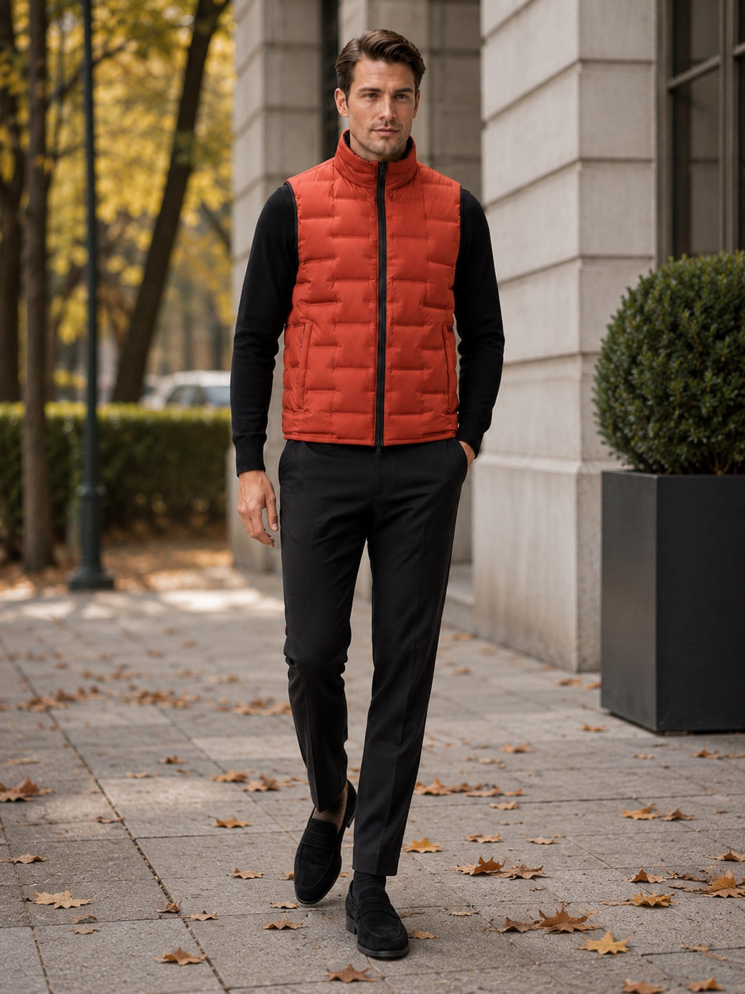 Men’s White Duck Down Gilet Stand Collar Windproof Waterproof Lightweight Winter Autumn Puffer Gilet for Everyday Wear