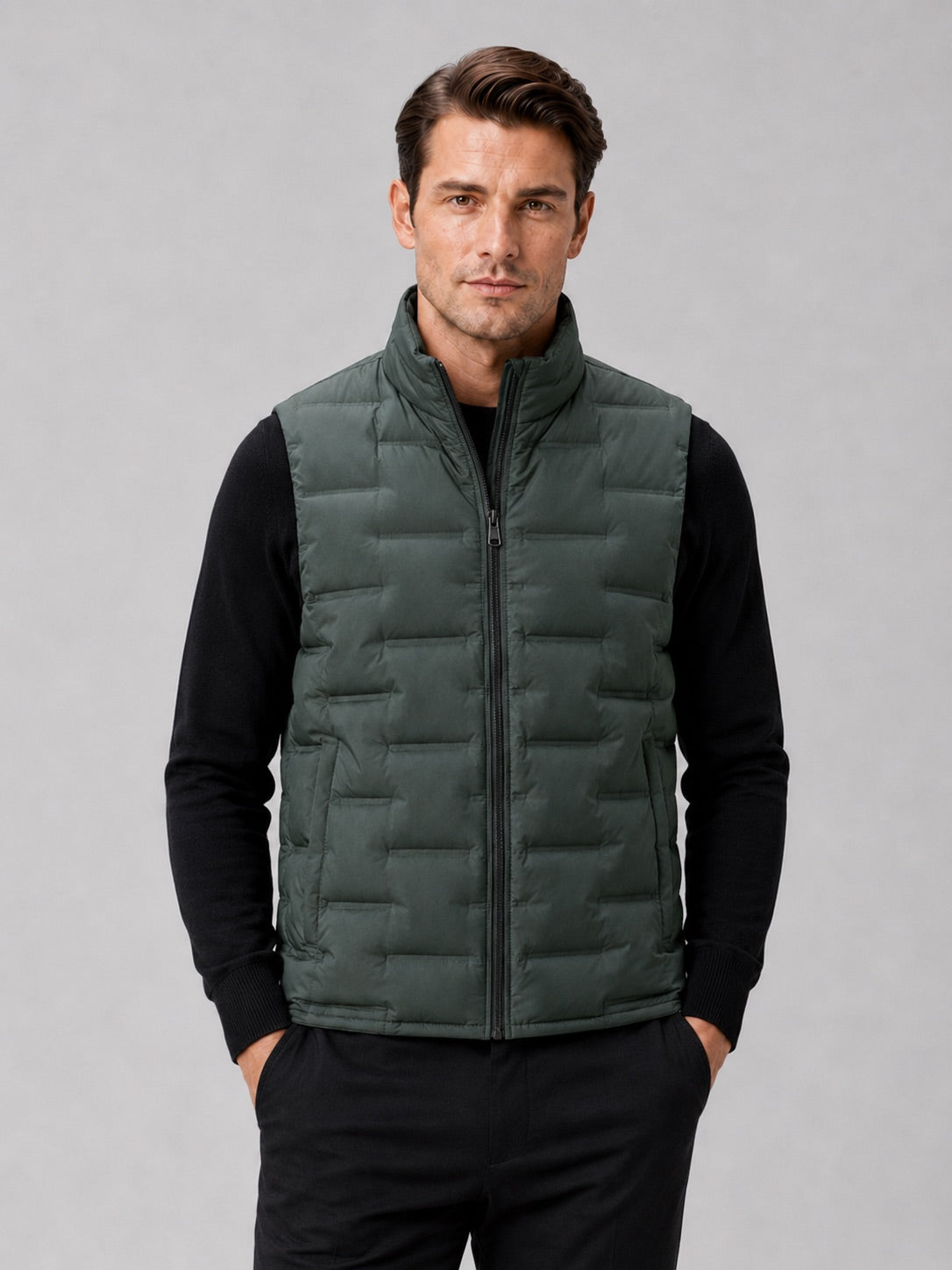 Men’s White Duck Down Gilet Stand Collar Windproof Waterproof Lightweight Winter Autumn Puffer Gilet for Everyday Wear