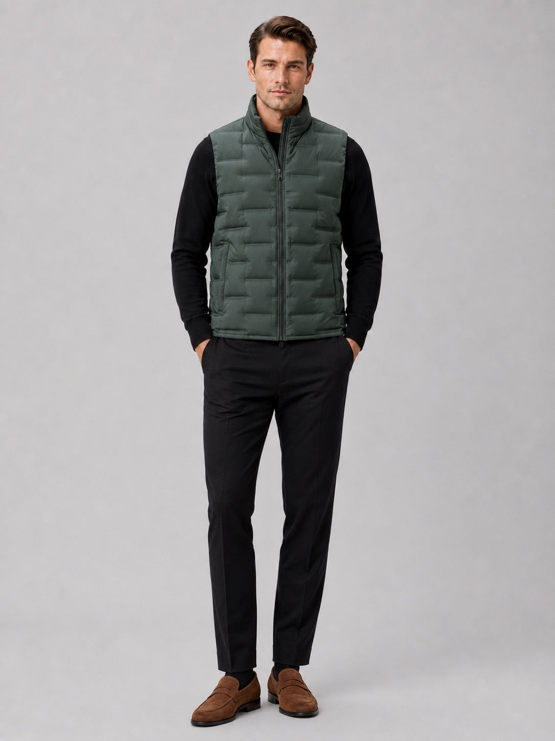 Men’s White Duck Down Gilet Stand Collar Windproof Waterproof Lightweight Winter Autumn Puffer Gilet for Everyday Wear