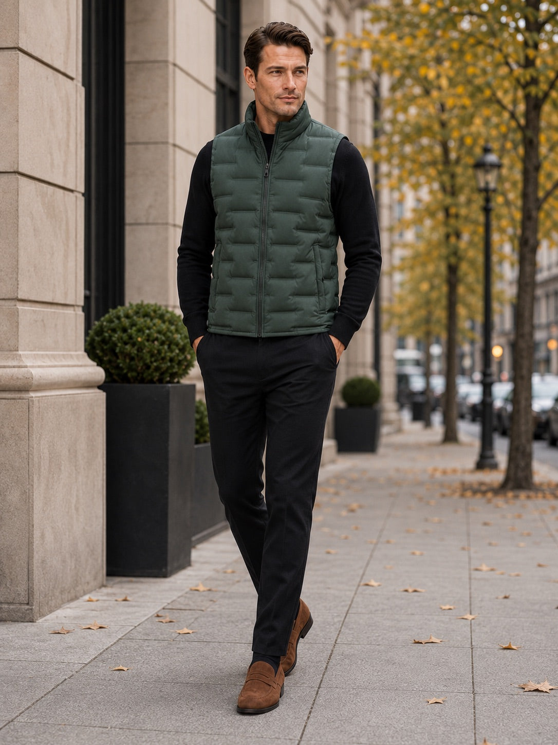 Men’s White Duck Down Gilet Stand Collar Windproof Waterproof Lightweight Winter Autumn Puffer Gilet for Everyday Wear