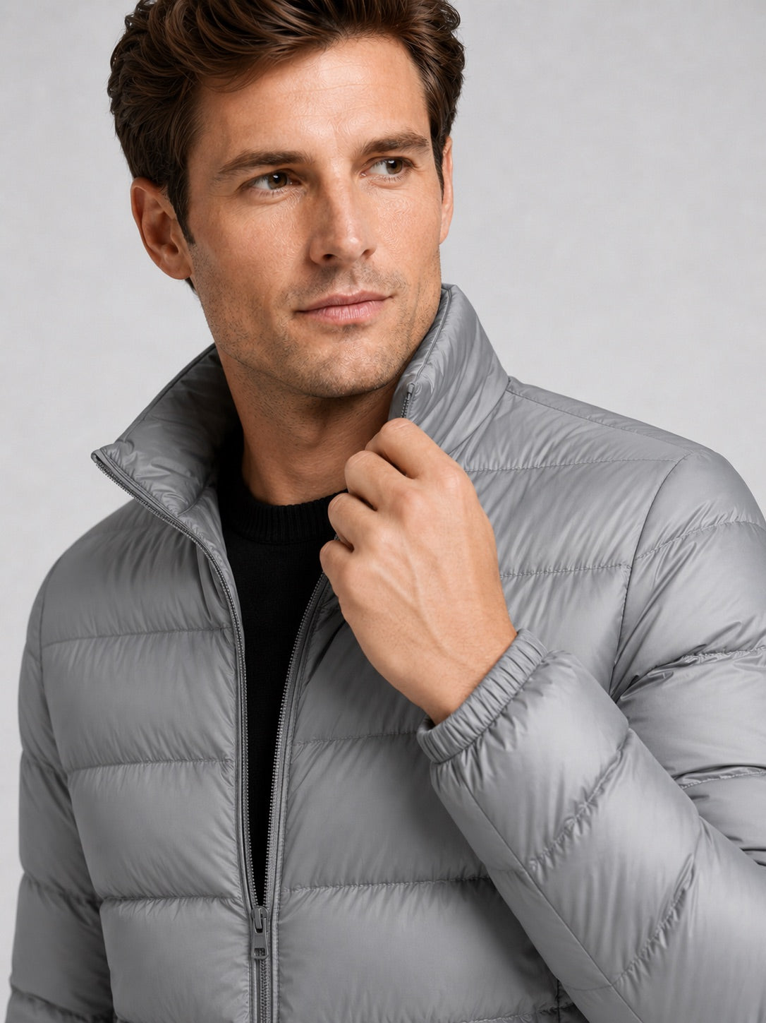 Men’s Down Jacket Stand Collar Lightweight Windproof Waterproof Autumn Winter Puffer Jacket for Casual and Everyday Wear