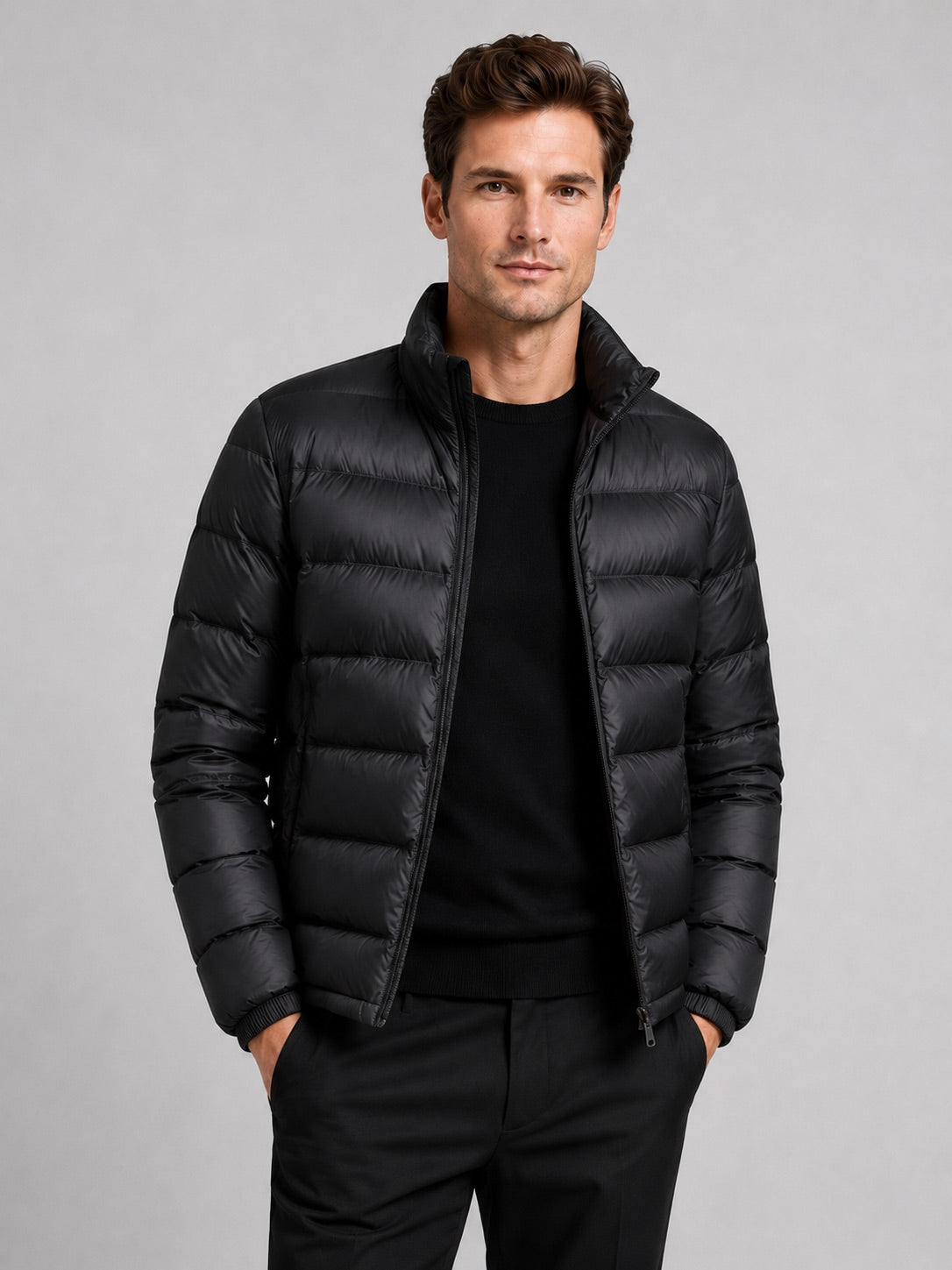 Men’s Down Jacket Stand Collar Lightweight Windproof Waterproof Autumn Winter Puffer Jacket for Casual and Everyday Wear