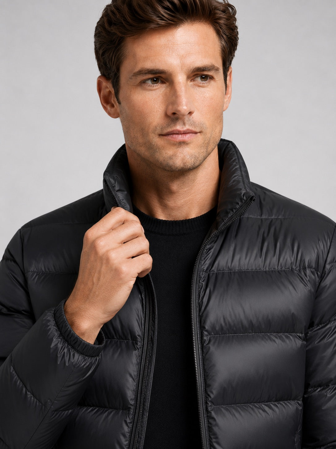Men’s Down Jacket Stand Collar Lightweight Windproof Waterproof Autumn Winter Puffer Jacket for Casual and Everyday Wear
