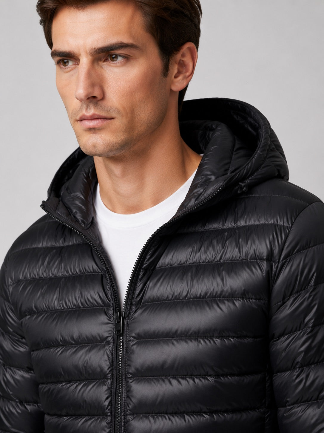 Men’s Lightweight Hooded Down Puffer Jacket Thermal Autumn Winter Coat for Travel and Everyday Wear