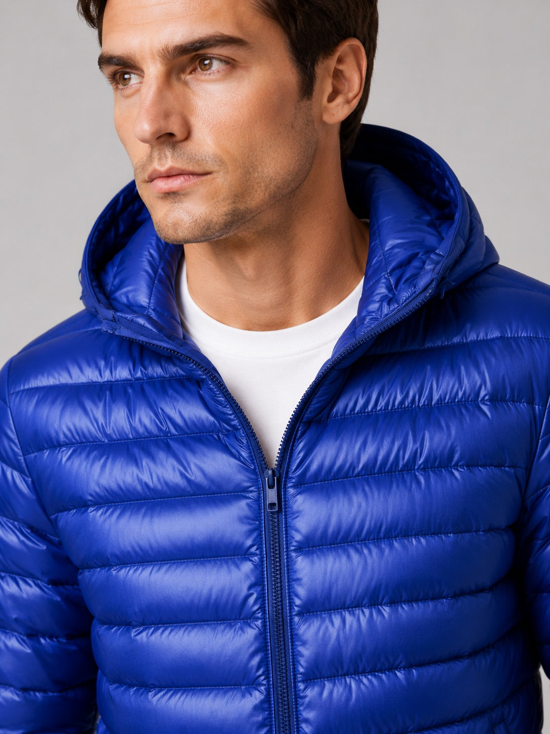 Men’s Lightweight Hooded Down Puffer Jacket Thermal Autumn Winter Coat for Travel and Everyday Wear