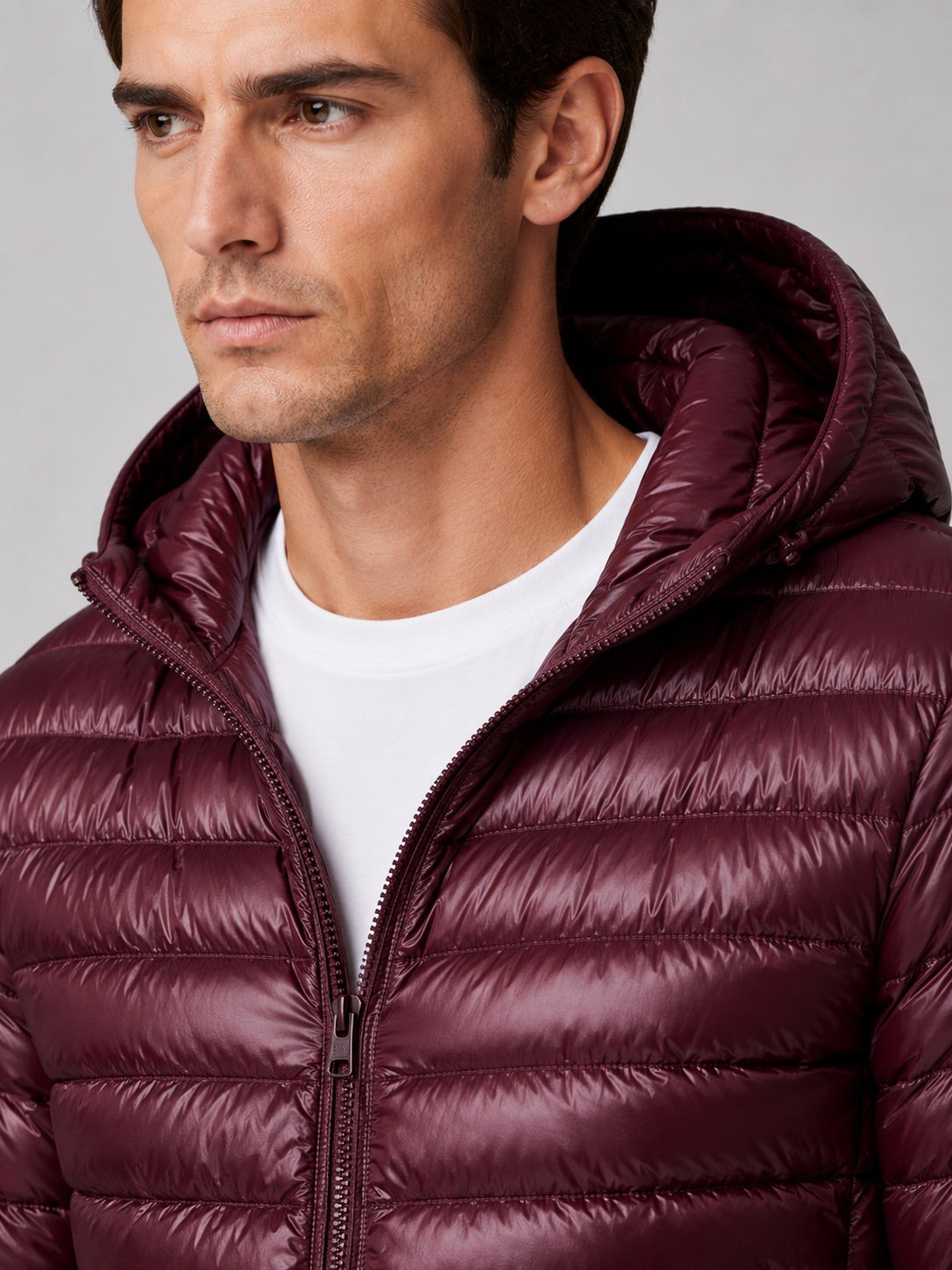 Men’s Lightweight Hooded Down Puffer Jacket Thermal Autumn Winter Coat for Travel and Everyday Wear