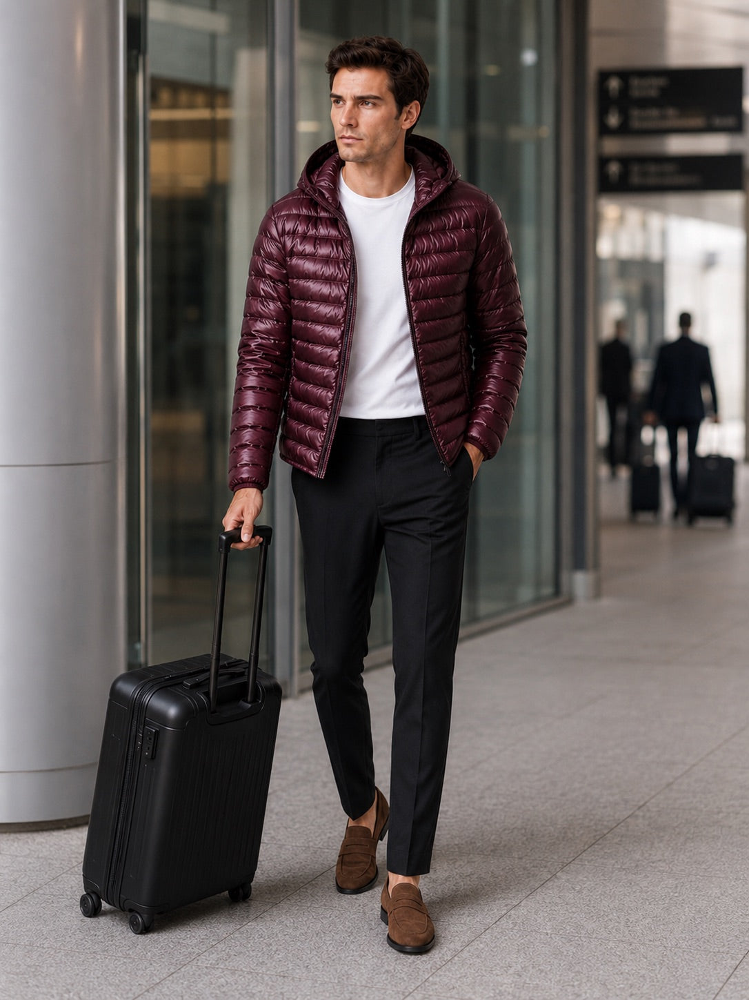 Men’s Lightweight Hooded Down Puffer Jacket Thermal Autumn Winter Coat for Travel and Everyday Wear