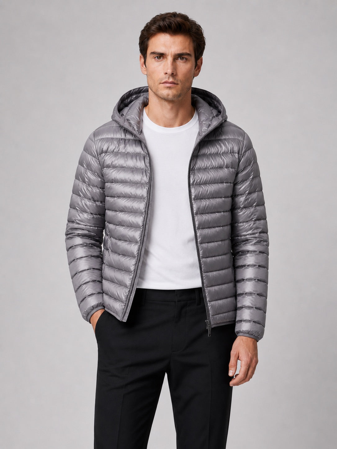Men’s Lightweight Hooded Down Puffer Jacket Thermal Autumn Winter Coat for Travel and Everyday Wear